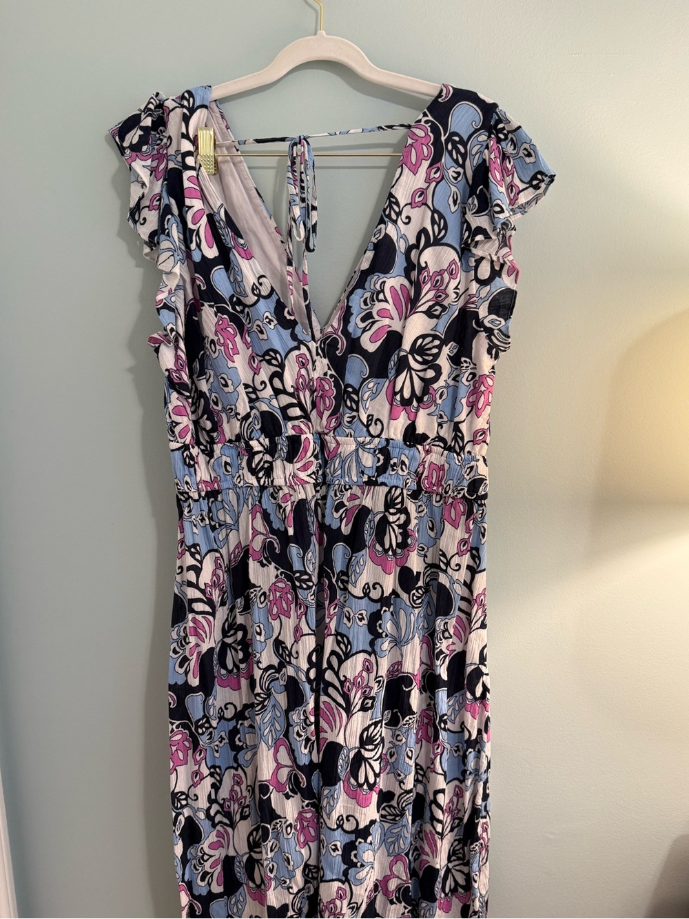 Loft Beach Women’s Floral V-Neck Sleeveless Dress - Pink & Blue